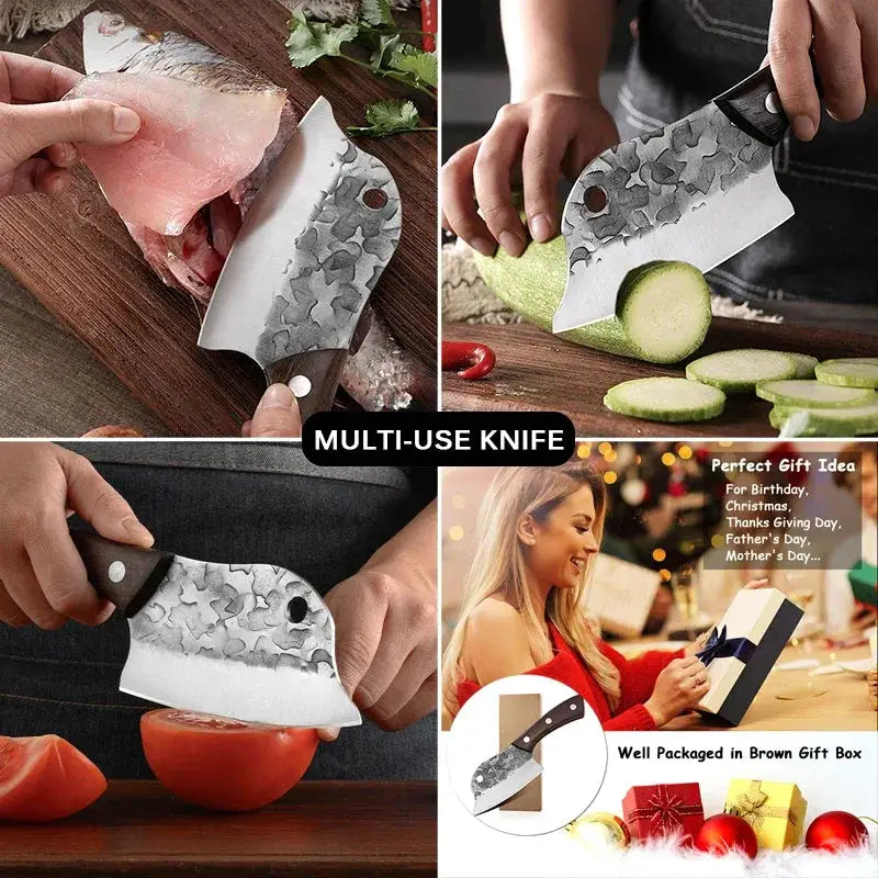 Hand Forged Full Tang Meat Cleaver For Kitchen And BBQ