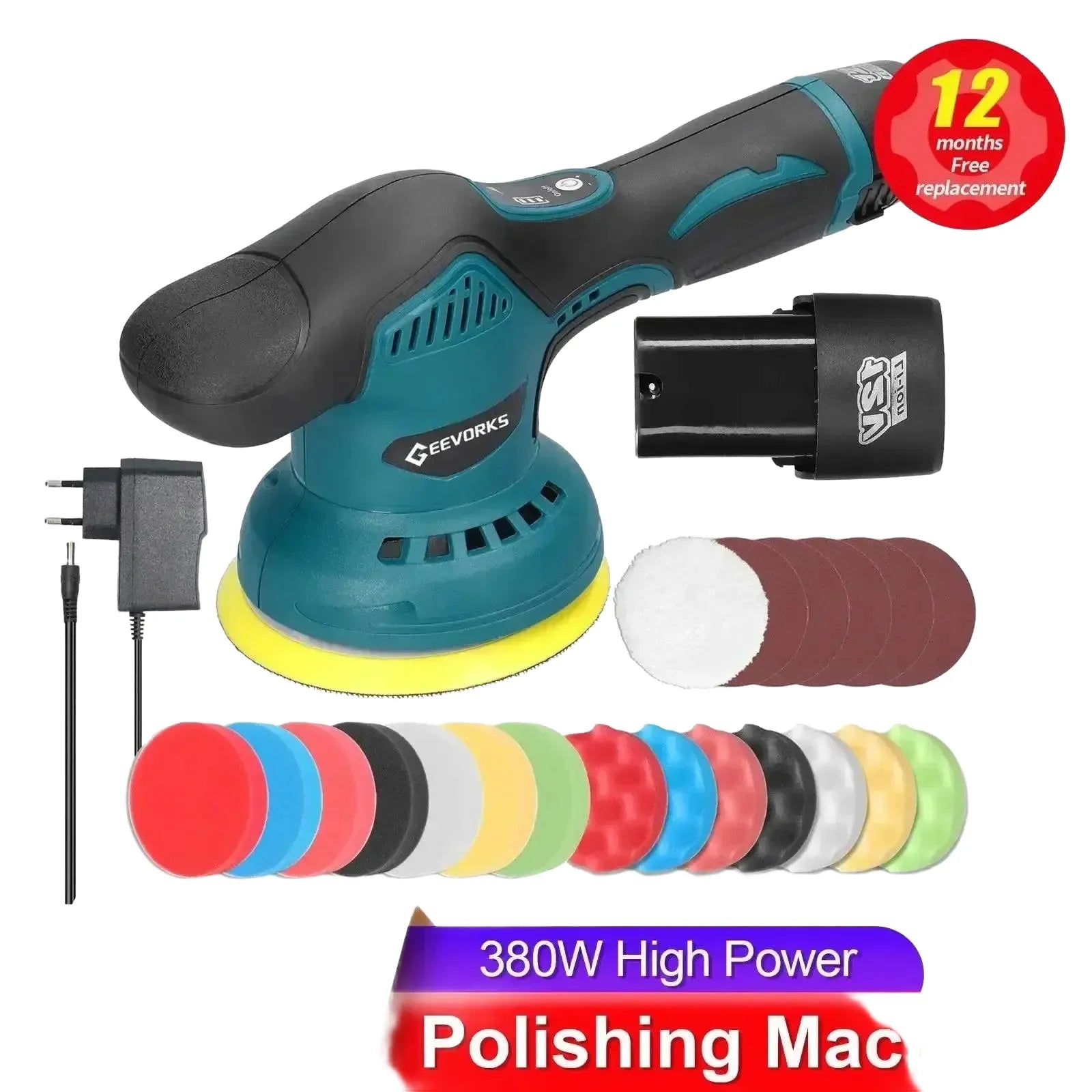 Cordless Eccentric Car Polisher 8 Gears Adjustable Speed