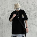 100% Cotton Men's T-shirts Japanese Style Cat Anime Tees