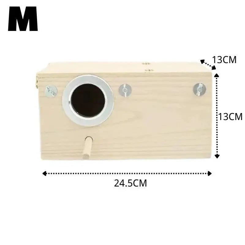 Natural Wood Parrot Breeding Box Bird House Nesting Spot