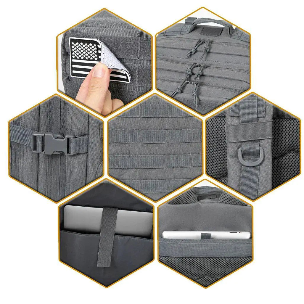 QTQY 45L Tactical Backpack MOLLE Heavy Duty Rucksack