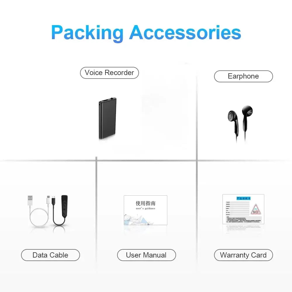 Ultra Thin Mini Voice Recorder 4 to 32GB HD Dictaphone