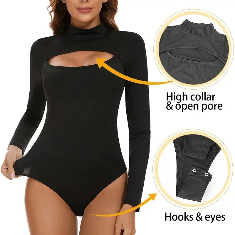 High Collar Tummy Control Corset Bodysuit Slimming Shapewear