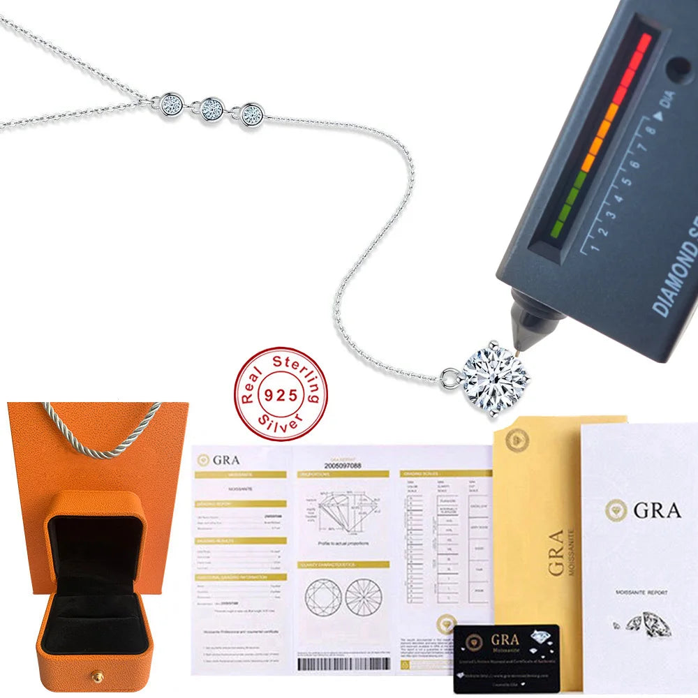 Moissanite Pendant Necklace in Sterling Silver Cbtb CB029 — product view 6