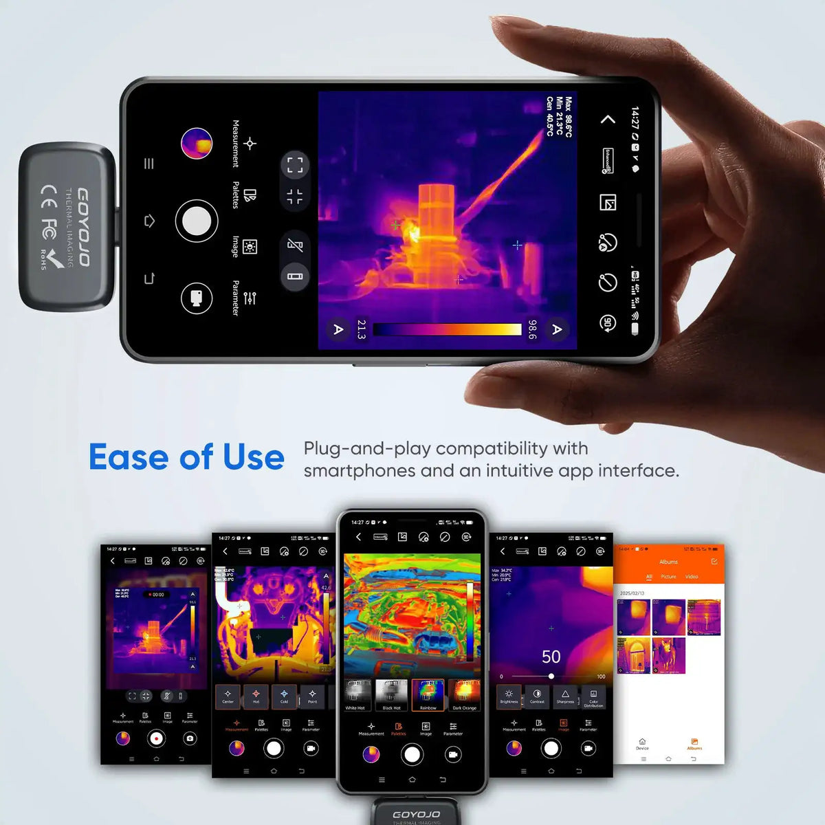 IOS and Android Мобильная тепловизионная камера на базе 256*192 25Hz for Phone Imaging Underf