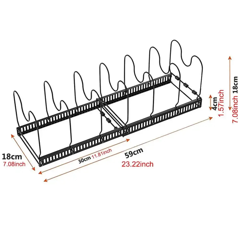 Adjustable Multi Tier Cookware Organizer Rack For Kitchen