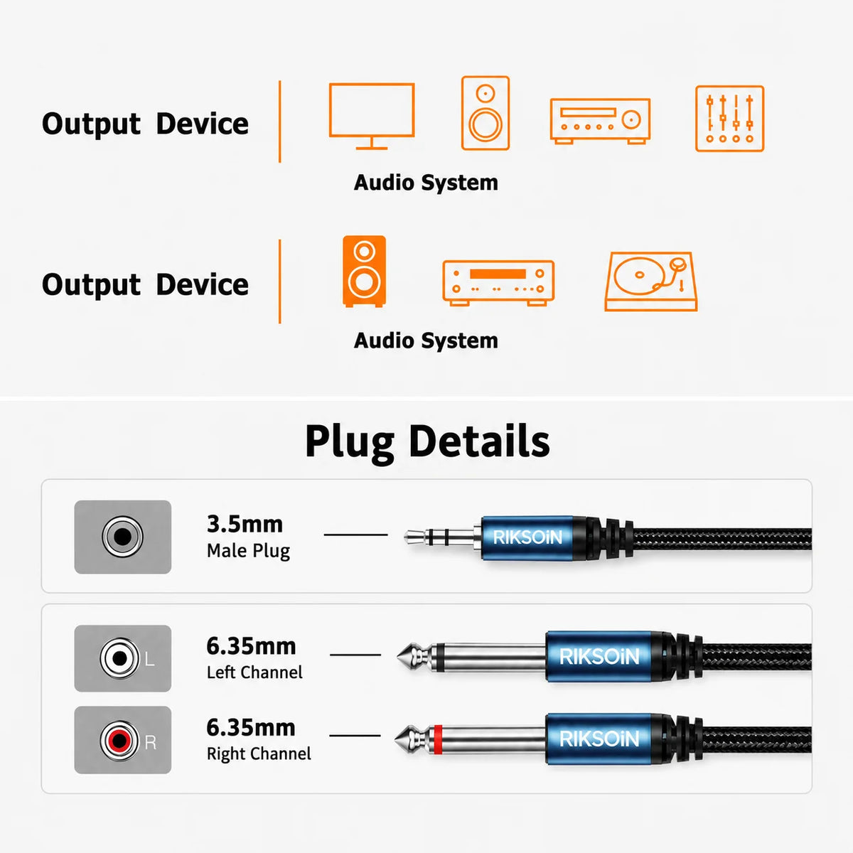 Riksoin Stereo Y Splitter Cable
