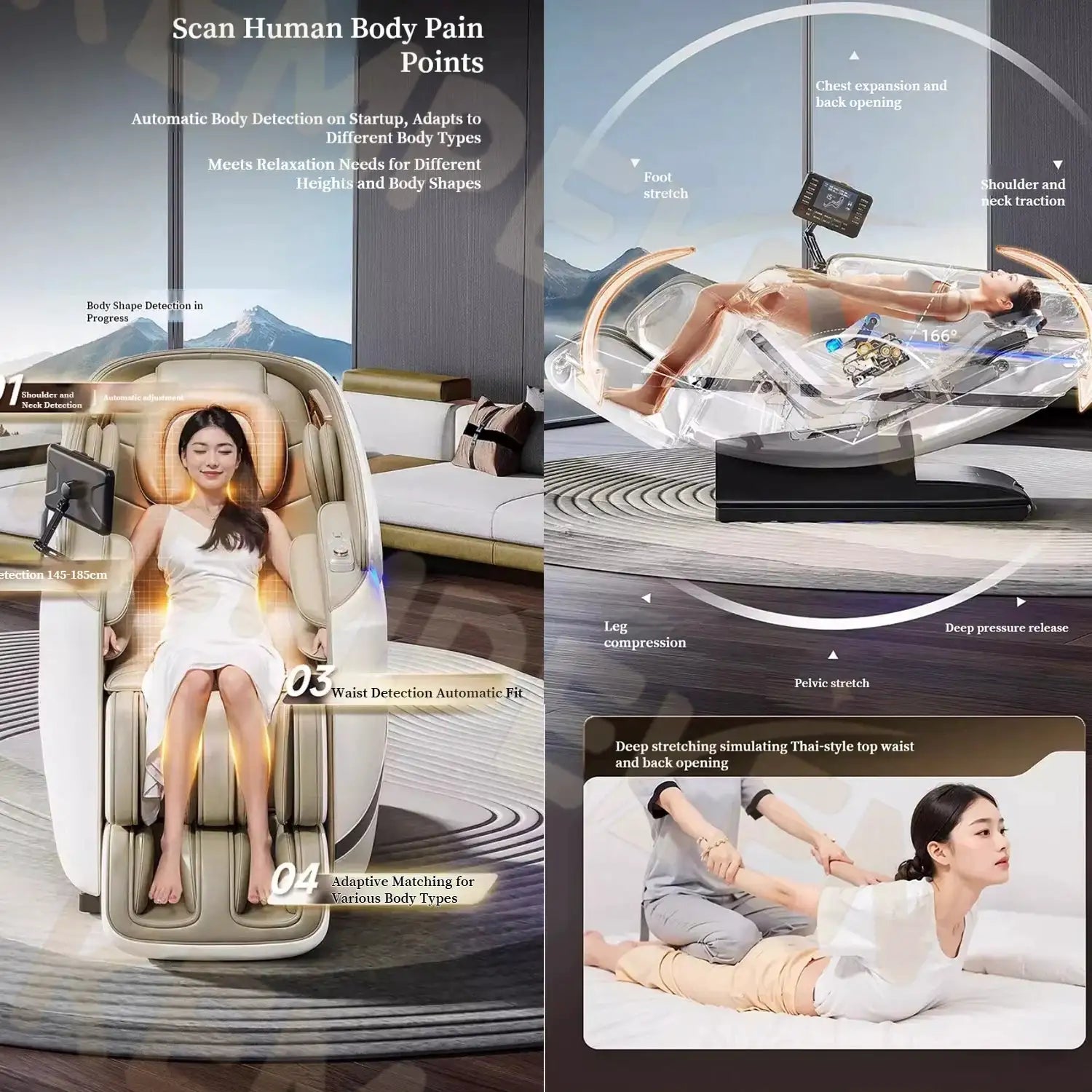 2026 8D Sonic Massage Chair with 4.0 Core Upgrade & 4D Hands | SL Track, Zero Gravity & Leg/Foot SPA
