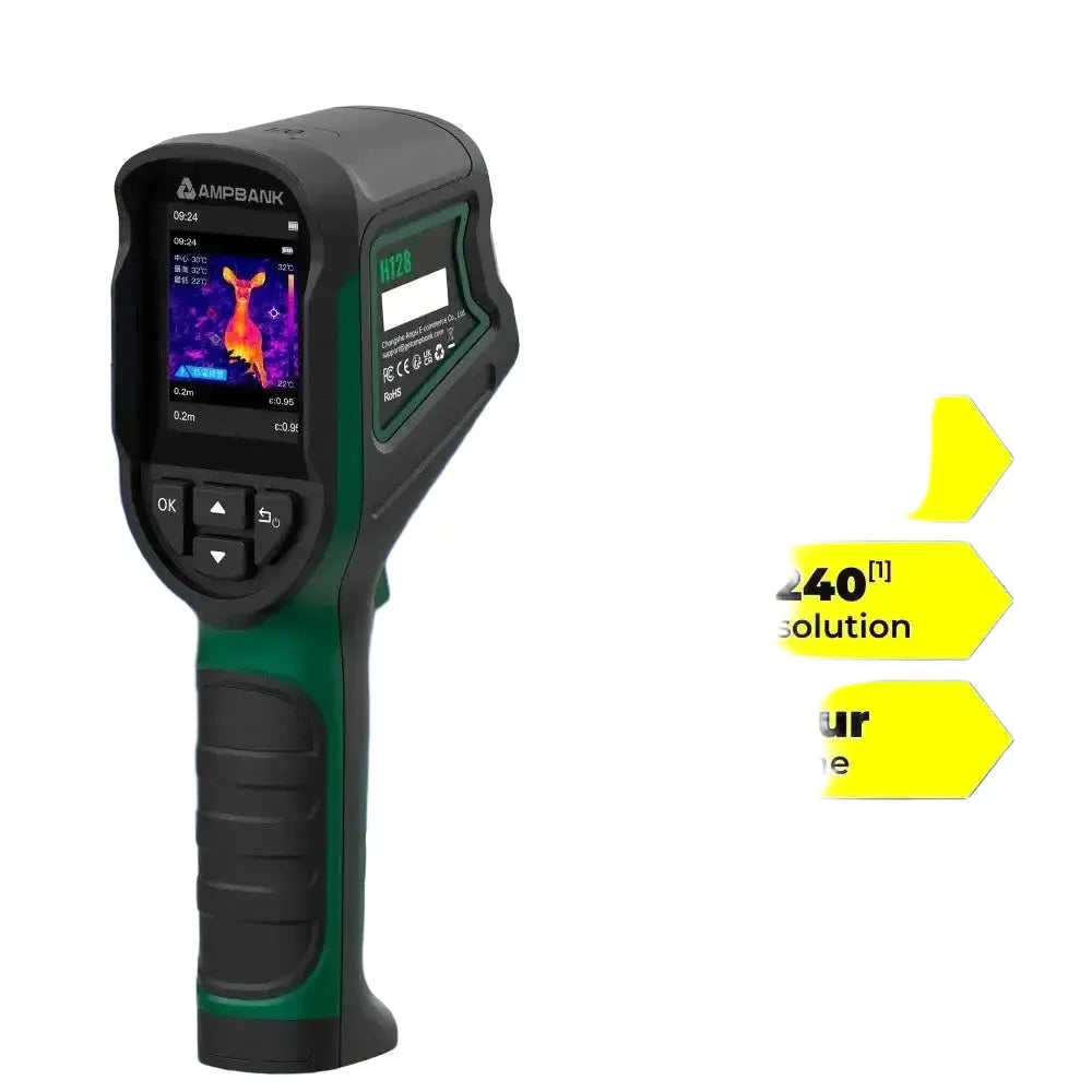 AMPBANK H128 Thermal Imaging Camera Handheld Thermal Camera 240 X 240 TISR Resolution 25 Hz Infrared IP54 Waterproof -4~842℉ Temp Range for Electrical Test HVAC Repair