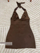 British Satin Halterneck Dress for Seductive Summer Style