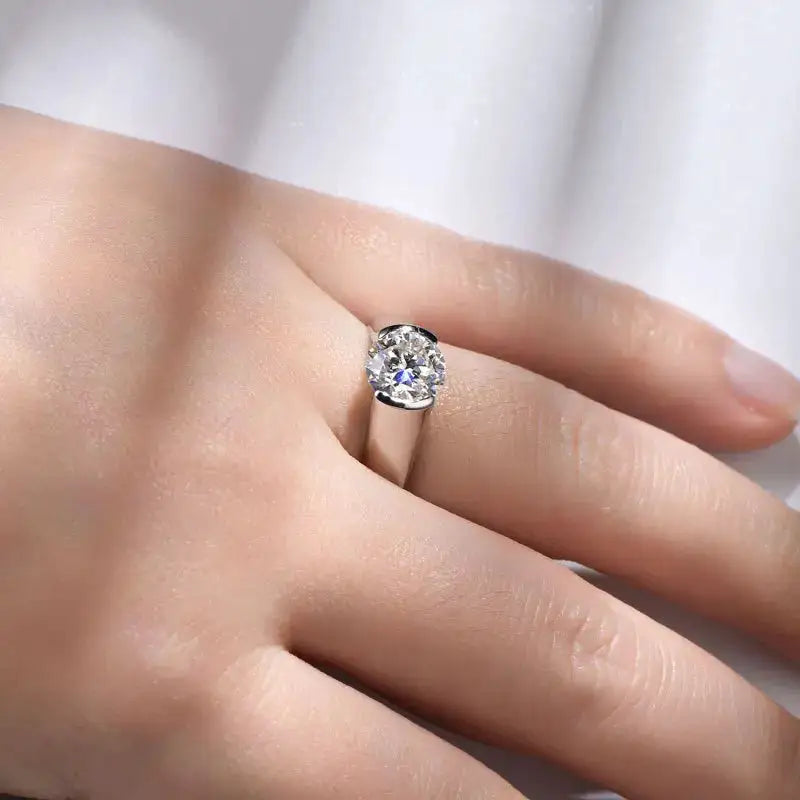 Round Moissanite Ring in Sterling Silver Carat Casual Sporty — product view 2
