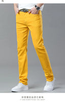 Four Season New Men's Yellow Jeans Fashion Business Casual