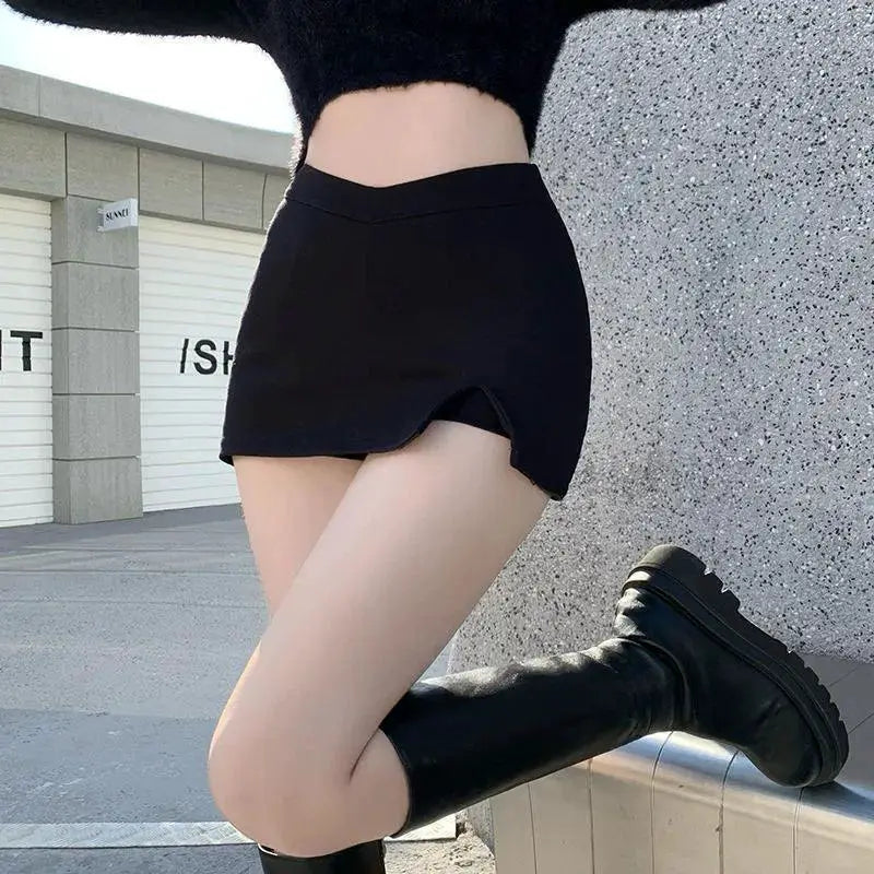 Black A Line Skirt Chic High Waist Mini For Office Wear