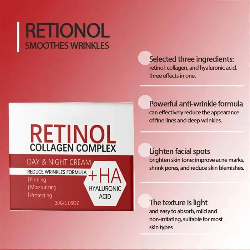 Face Body Whitening Cream Retinol Collagen Hyaluronic Acid 3in1 Remove Dark Spots Eliminate Melanin Dispel Acne Lighten The Skin