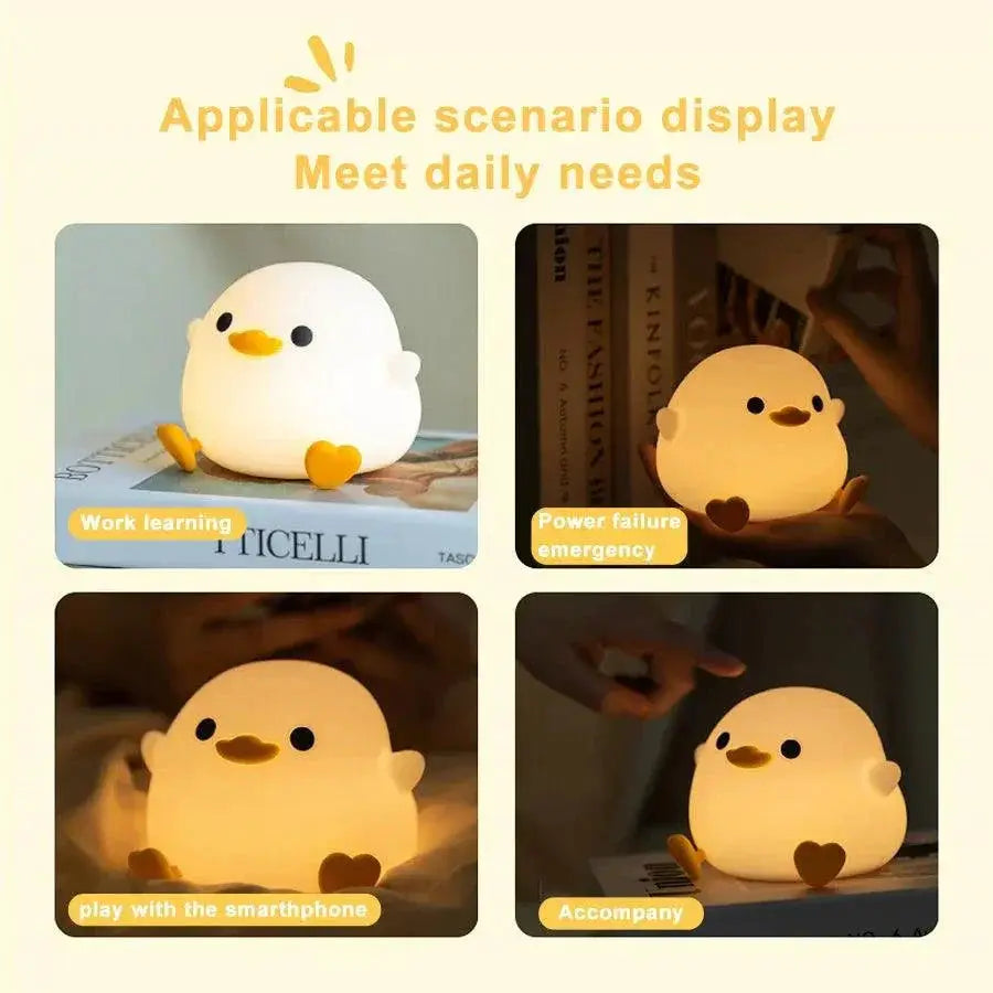 LED Duck Night Light For Kids Cartoon Lamp With Touch Sensor