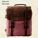 Men Leather Canvas Backpack Rucksack 20L
