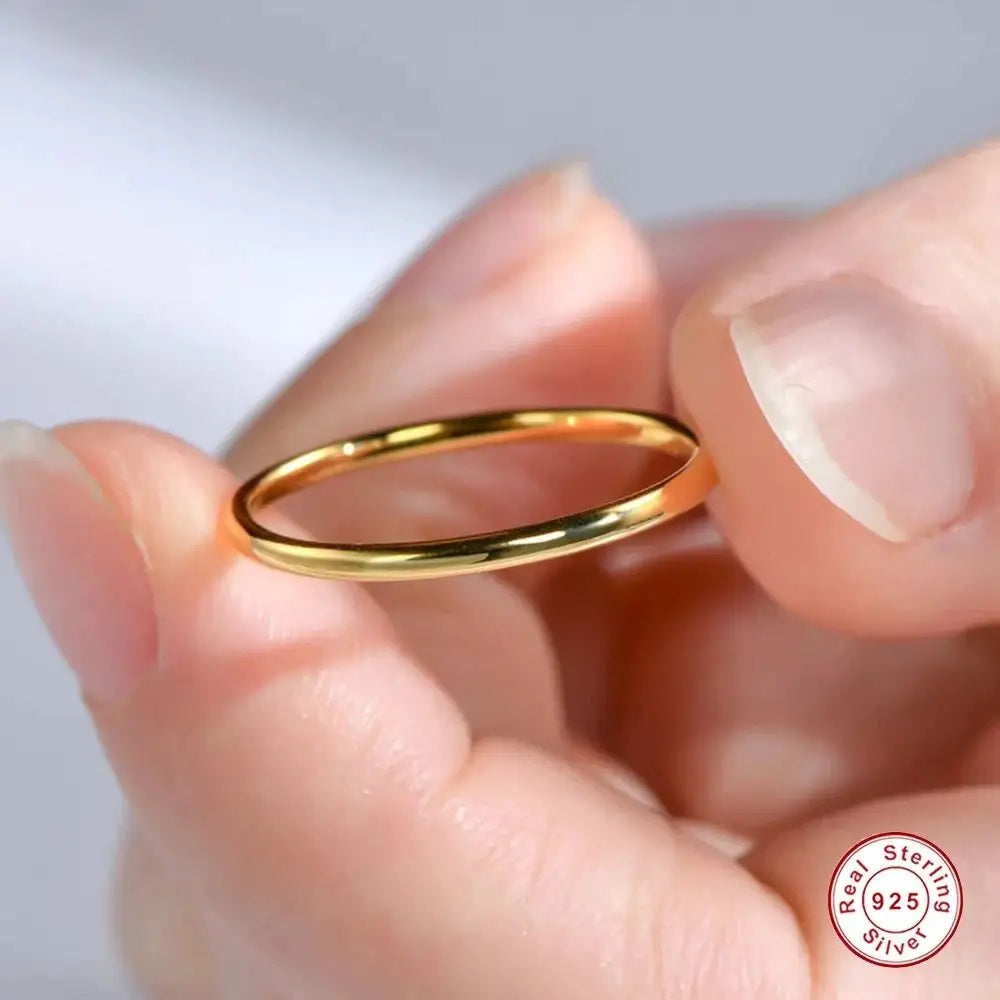 Sterling Silver S925 Plated Gold Ring for Women Wedding Birthday Charm Jewelry Wholesale