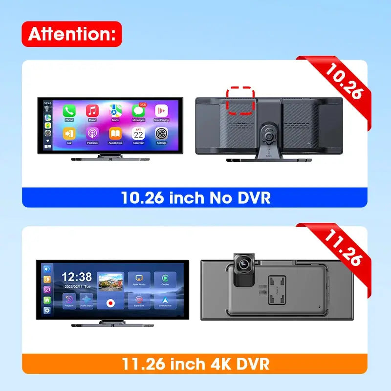 Develuck NEW 11.26 inch 4K DVR Wireless CarPlay and Android Auto Portable Dash Cam Car Screen Video Recorder 5G WIFI Navigation