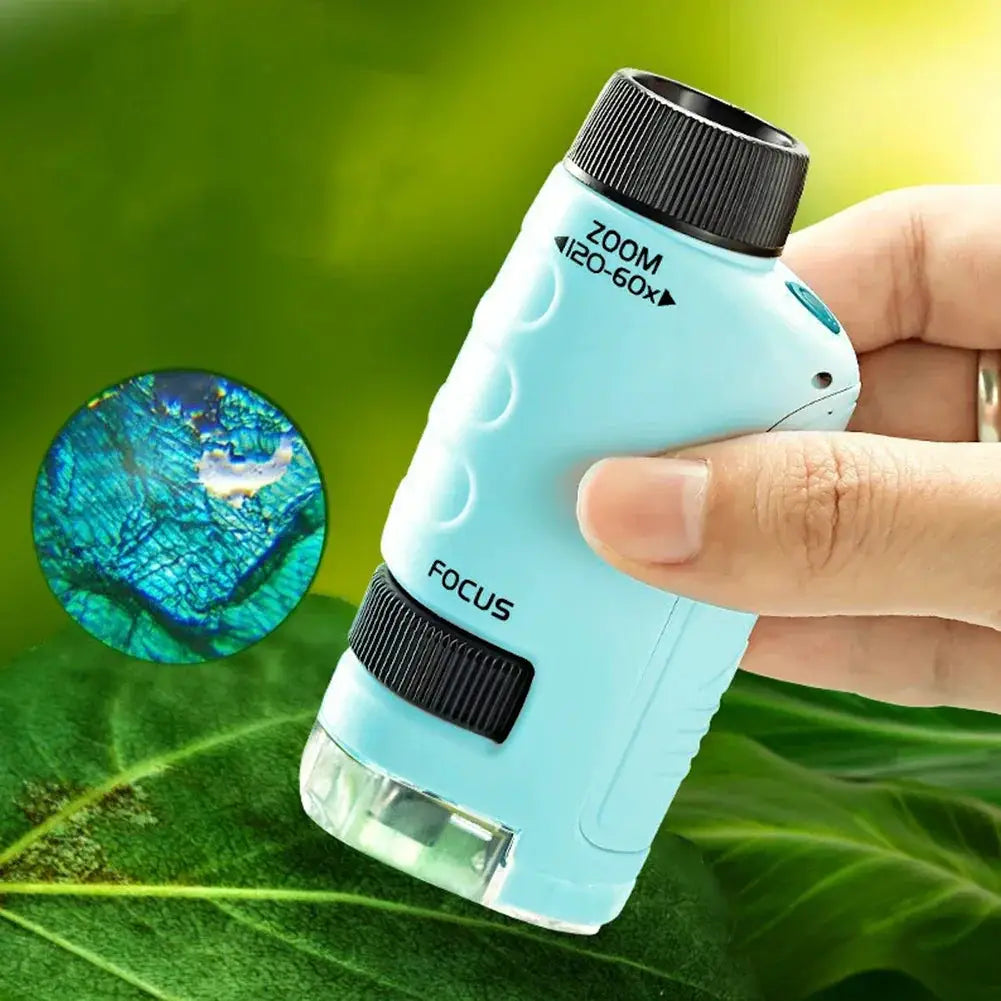 Educational Handheld Microscope Kit 60 To 120x LED For Kids