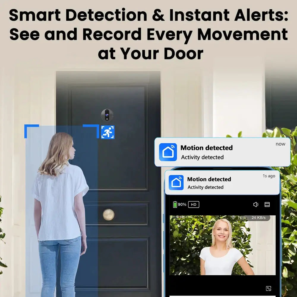 4.3 Inch Display 2K Tuya Digital Peephole Viewer WiFi Doorbell Camera Cat Eye Door Bell with 32GB Memory Card Support Smart Life