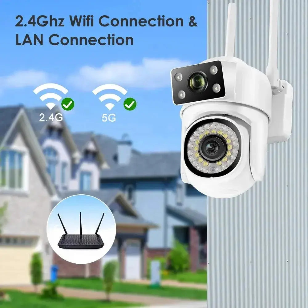 2.4G And 5G PTZ WiFi Camera Dual Lens For Home Security