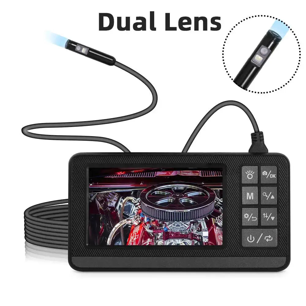 KERUI Dual Lens Industrial Endoscope Inspection Camera 4.3" LCD With Light HD 1080P IP67 Waterproof Borescope LED Sewer Car