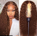 Chocolate Brown Deep Wave HD Lace Front Human Hair Wig
