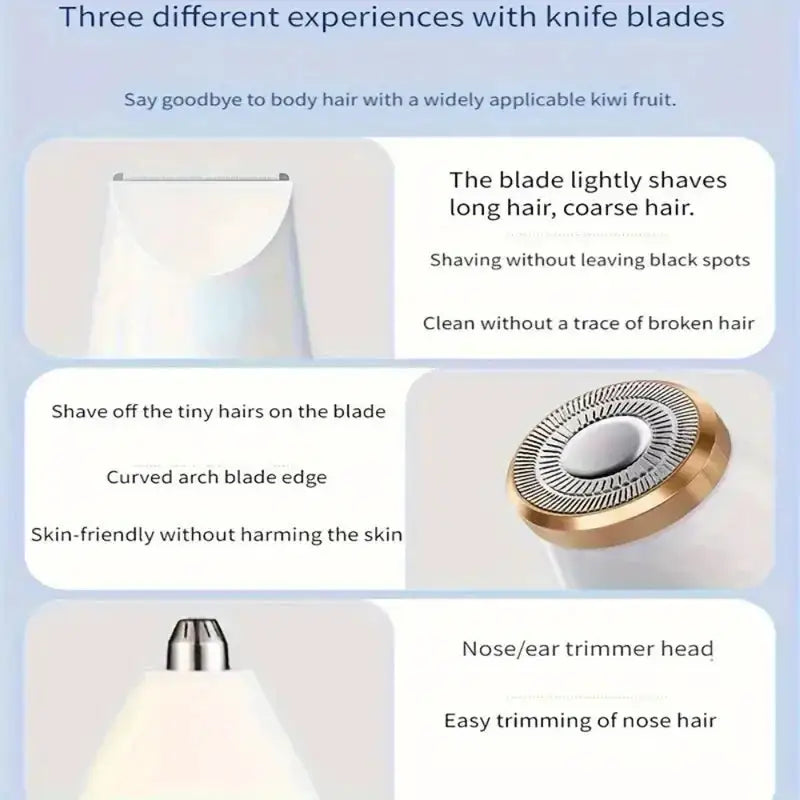 Multi Functional 3-in-1 Shaver, USB Charging, Underarm Hair Removal Device, Women's Home Eyebrow Trimmer, Nose Hair Trimmer