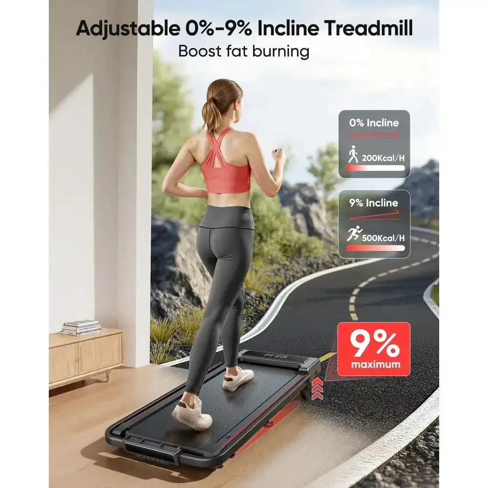 Multi-Functional Walking Pad Treadmill: Incline, Handle, Dual Display, Bluetooth Connectivity for Compact Spaces