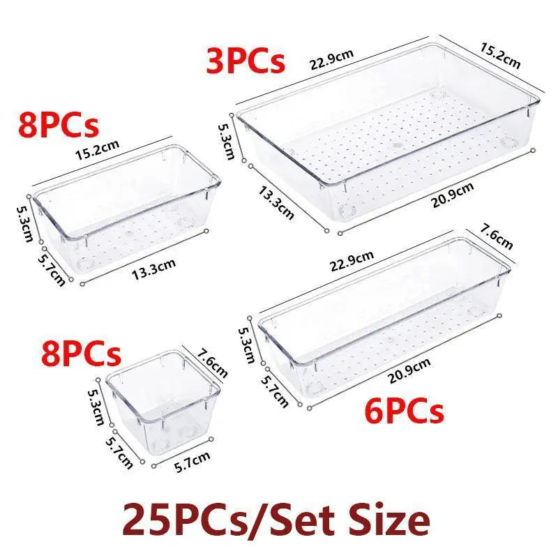 Clear Plastic Home Organizer Set For Versatile Storage