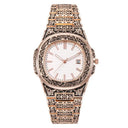 Vintage Floral Carved Men's Quartz Watch Sophisticated Timepiece