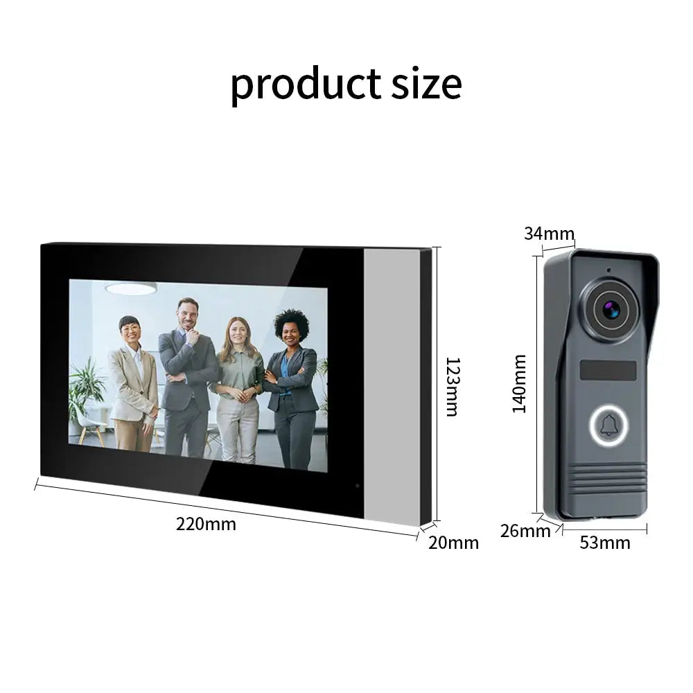 Smart Home Support Tuya App 1080P Video Intercom Video Door Phone 7'' Touch Monitor Video Doorbell Door Camera Security System
