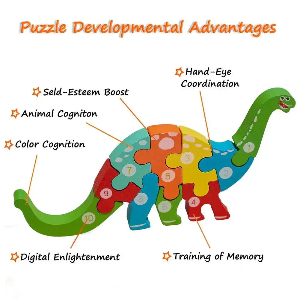 Wooden Puzzle For Kids Educational Cartoon Animals Game Set