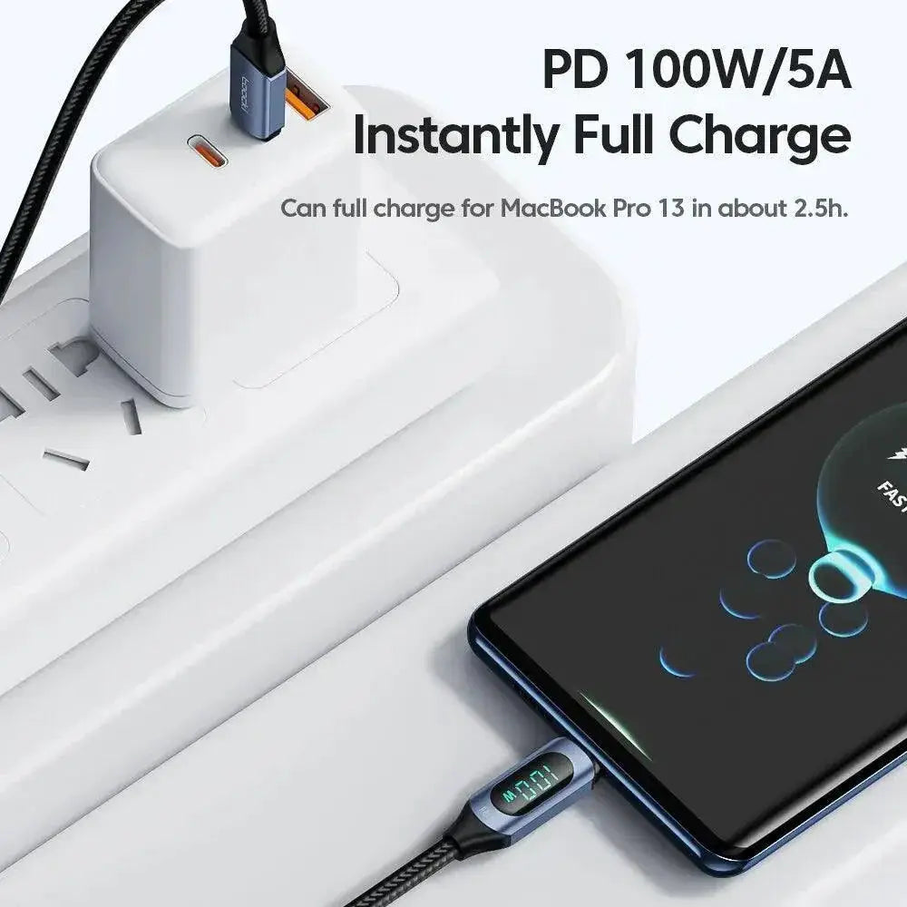 Toocki Fast Charging Type C Cable With Display For Devices
