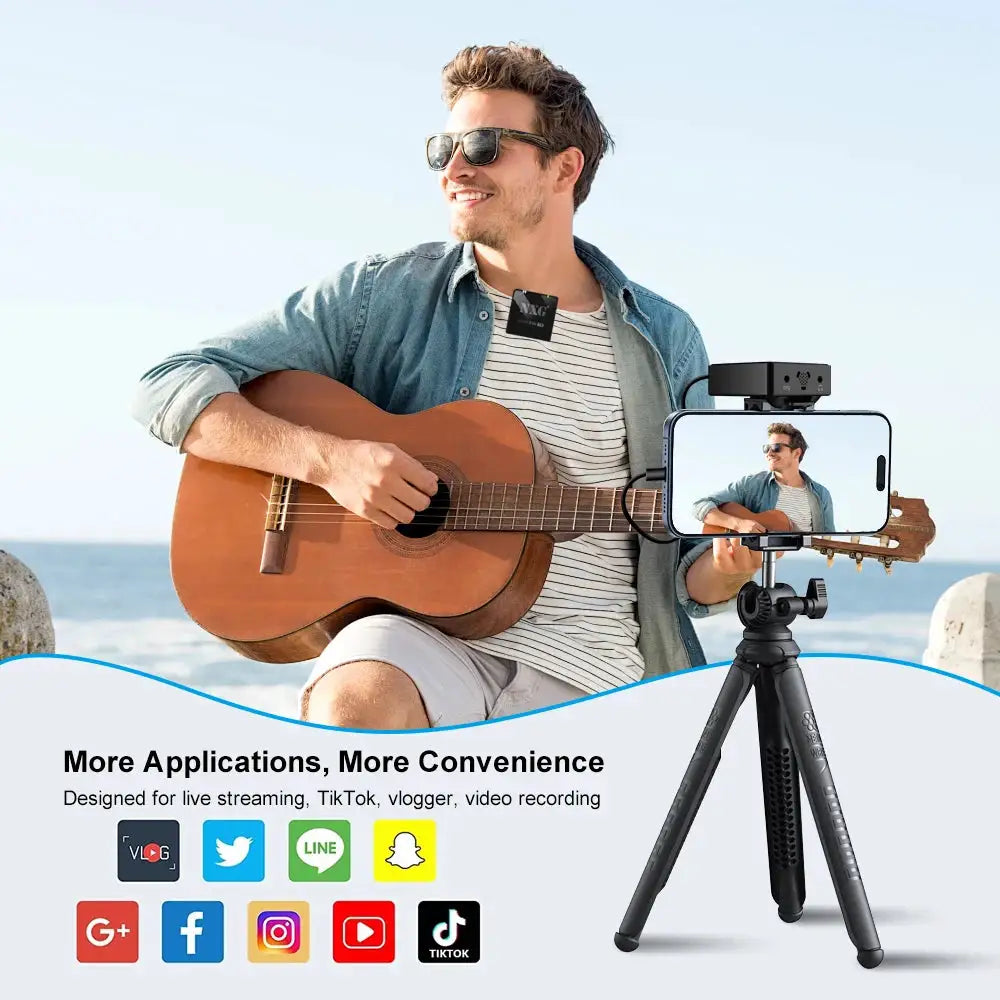 Factory Direct NXG Wireless Lavalier Microphone 1‑to‑1/2 Dual Transmitter Lapel Mic Noise Cancelling 360° Pickup For Smartphone Camera Vlogging Live Broadcast
