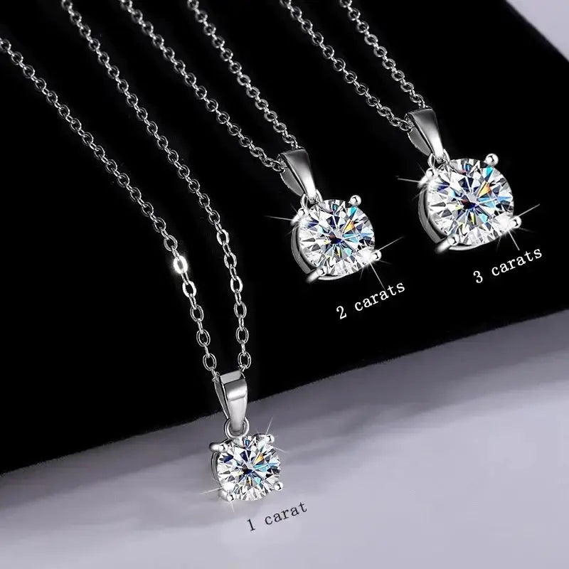 Moissanite Pendant Necklace in Sterling Silver Fashion — product view 2