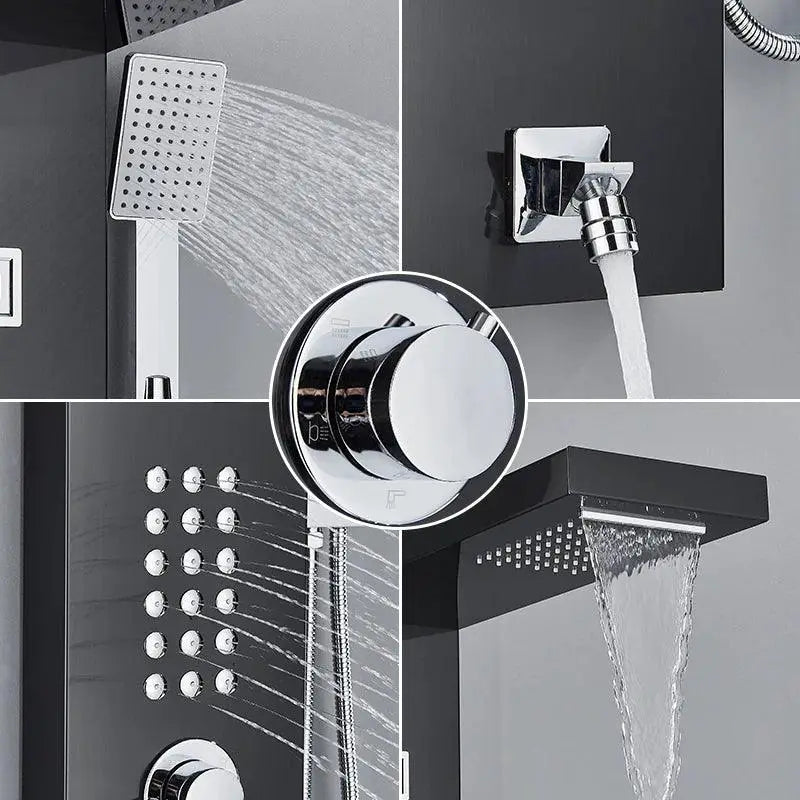 Thermostatic Shower Panel With Stainless Steel Column Faucet