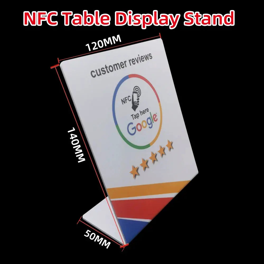 NFC 215 Programmable Google Review Acrylic Stickers Card NFC Station Table 13.56Mhz Waterproof NFC Stand Google Review Card