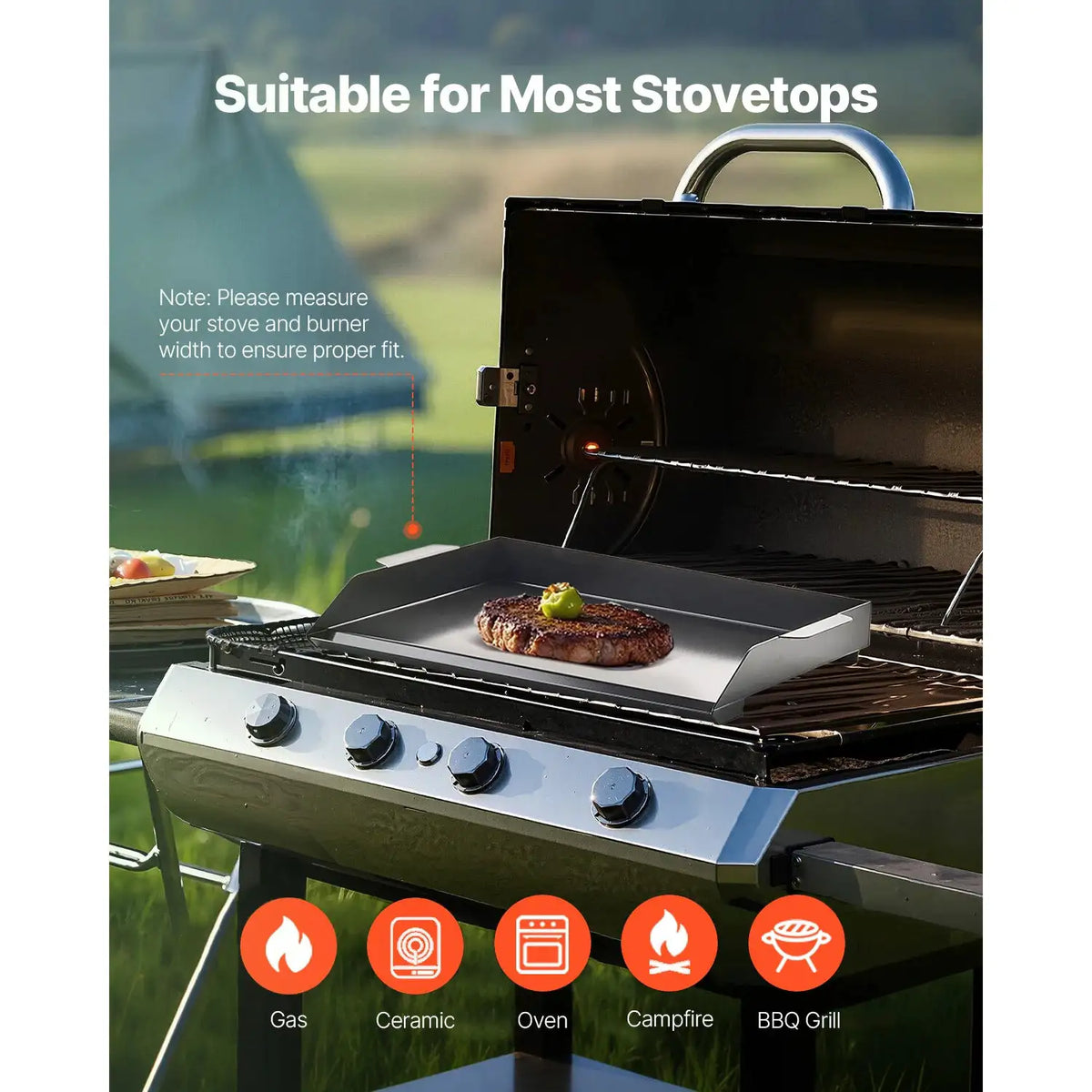 SucceBuy Carbon Steel Griddle Universal Flat Top Rectangular — product view 4