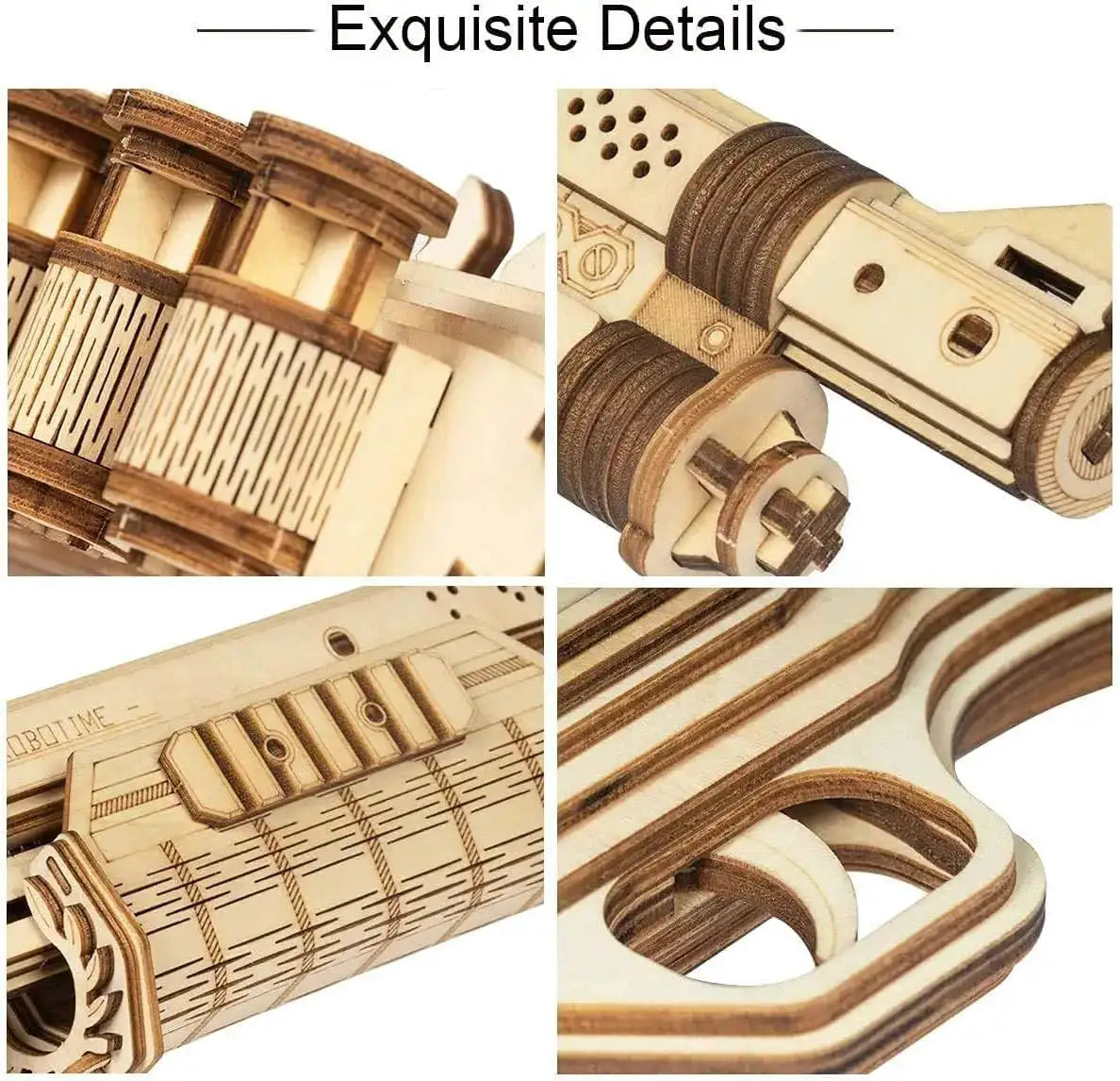 Robotime Wooden Model Kits Rubber Band Toy 3D Puzzle TERMINATOR M870 Mechanical Building Construction Wooden Jigsaw Sets for Adults