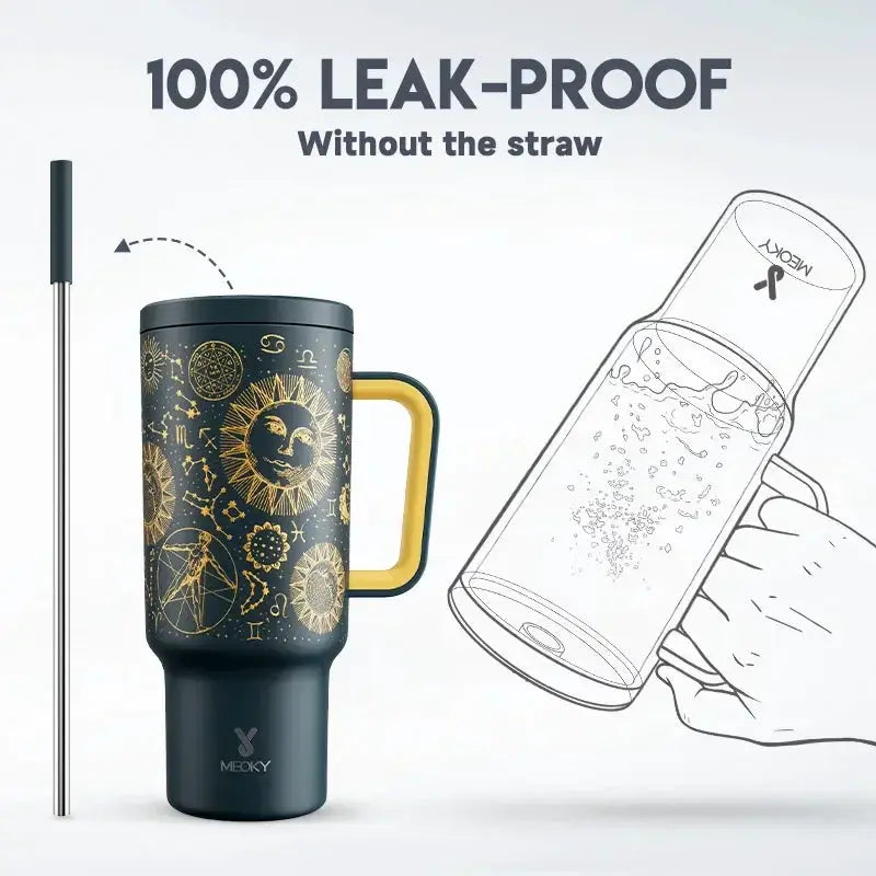 Meoky 40oz Tumbler With Handle Straw Stainless Steel Gift
