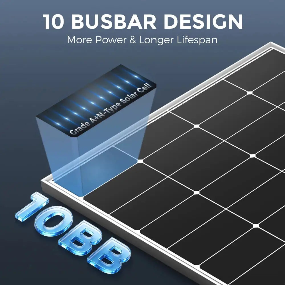 RVPOZWER 300W Solar Panels 10BB N-Type Monocrystalline 25% High Efficiency for RV Home Rooftop Off Grid Systems Trailer Boat Use