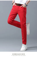 Four Season New Men's Yellow Jeans Fashion Business Casual