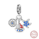 Sterling Silver Blue Ocean Ship