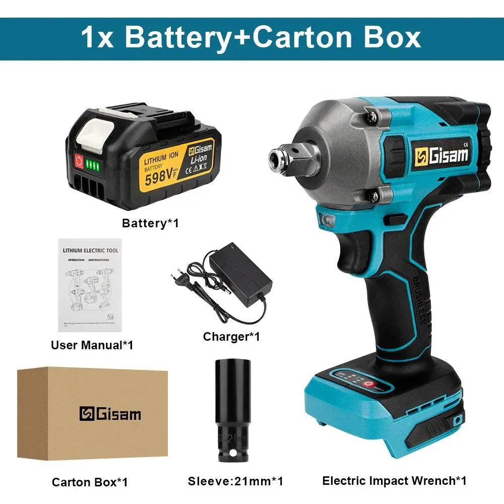 1000N.M Brushless Electric Impact Wrench Cordless Tool - OurLum.com