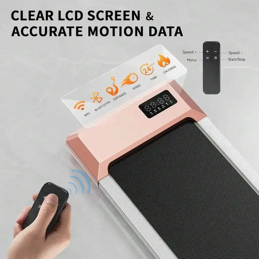 Under Desk Treadmill 265 Ibs Weight Capacity,2 In 1 Portable Walking Pad Treadmill For Home Office With Remote Control LED Display(PINK)