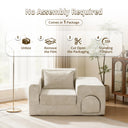 Beige No-Assembly Sofa Bed with Ottoman Pet-Friendly Easy-Clean
