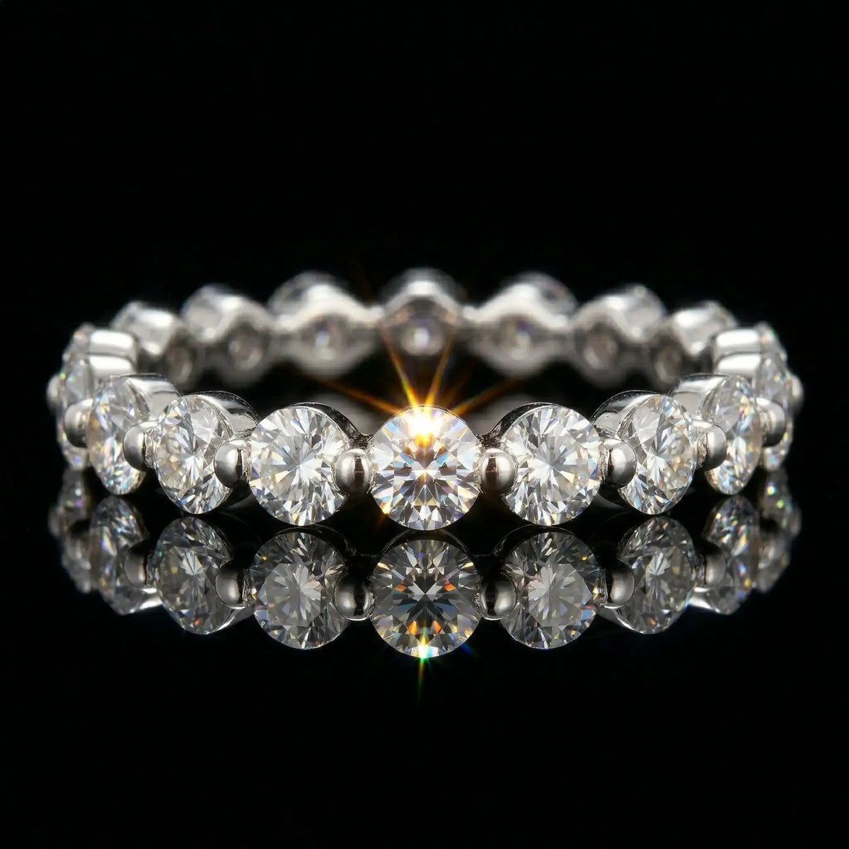 Moissanite Ring in Sterling Silver Wave — product view 1