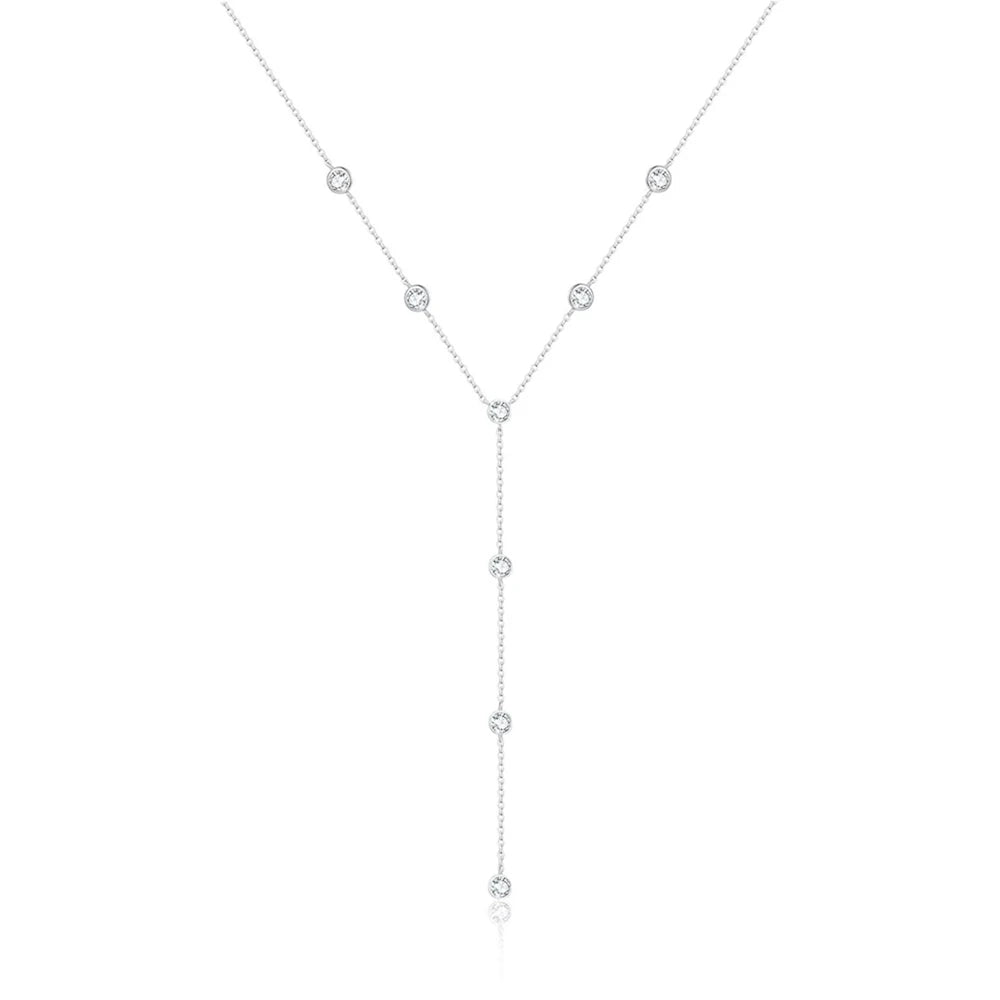Round Moissanite Pendant Necklace in Sterling Silver — product view 2