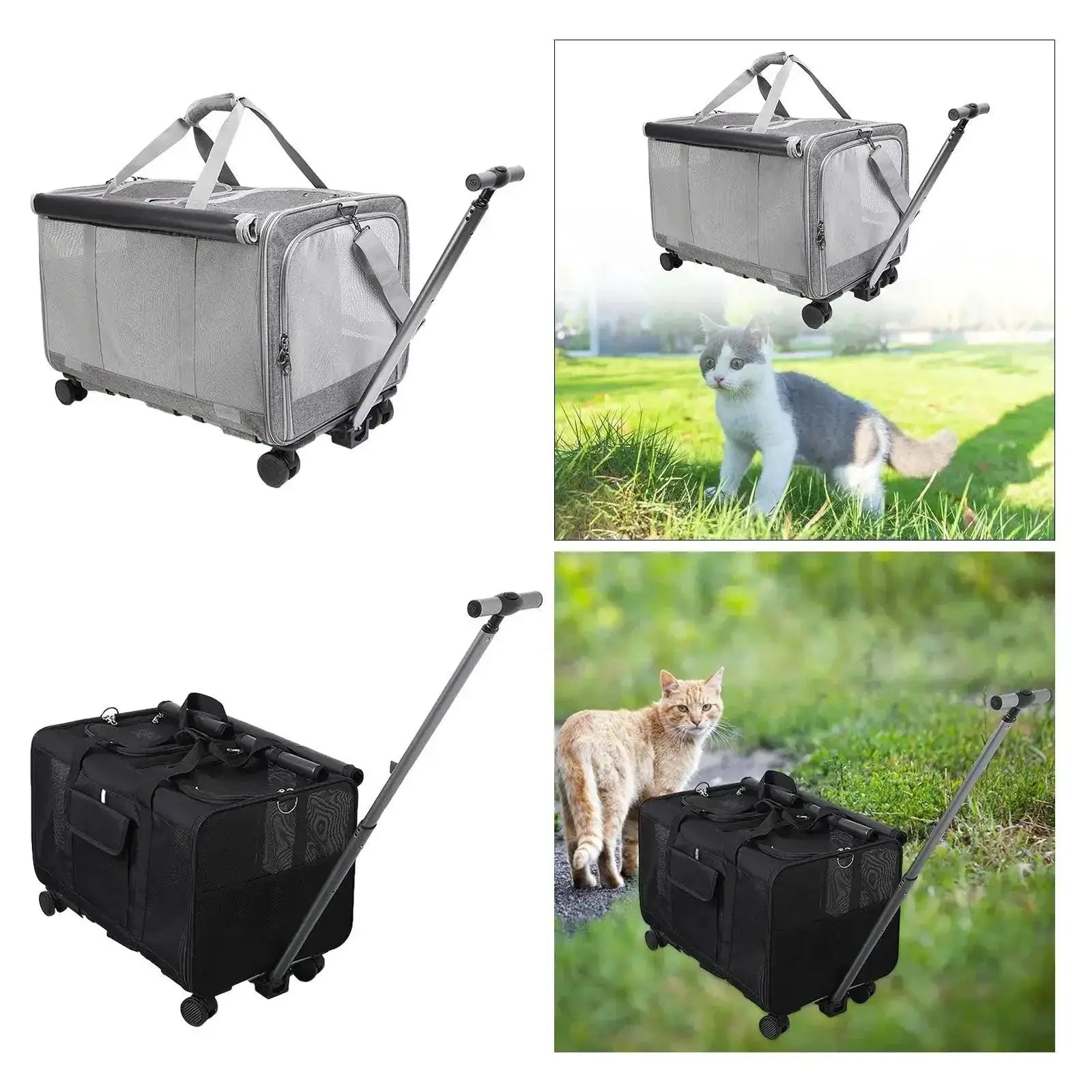 Rolling Pet Travel Carrier For Kittens And Puppies Durable